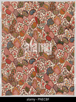 Textile. Date/Period: Ca. 1792. Textile. Medium: cotton. Technique: block printed on plain weave foundation. Height: 505 mm (19.88 in); Width: 400 mm (15.74 in). Author: Oberkampf & Cie. Stock Photo