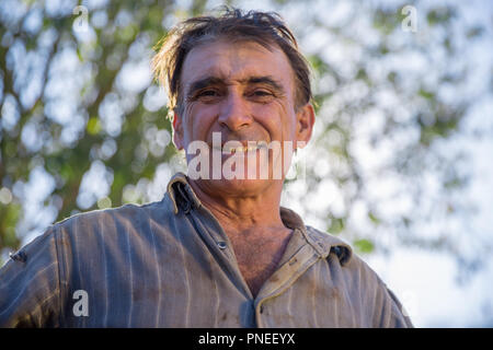 Farmer - Sad middle-aged man with wrinkles on his face Stock Photo