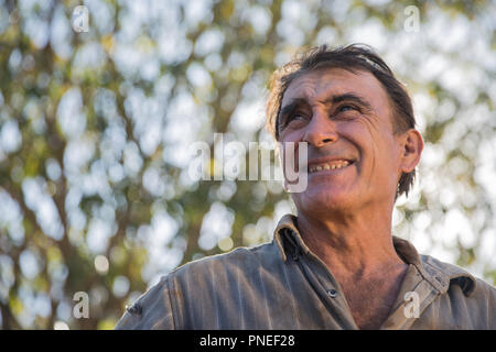 Farmer - Sad middle-aged man with wrinkles on his face Stock Photo