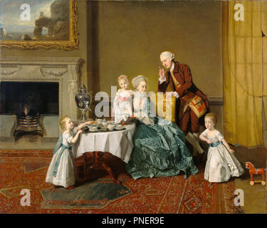 John, Fourteenth Lord Willoughby de Broke, and his Family. Date/Period: Ca. 1766. Painting. Oil on canvas. Height: 1,003 mm (39.48 in); Width: 1,257 mm (49.48 in). Author: JOHANN ZOFFANY. Stock Photo