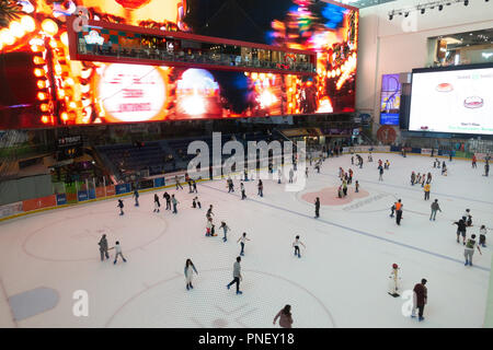 Ice Rink inside Dubai Mall, UAE Stock Photo