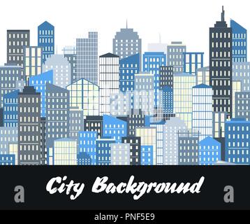 Urban landscape. Vector illustration. City background, grey and blue palette Stock Vector