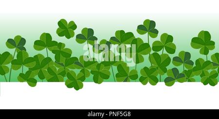 St. Patrick's day vector horizontal seamless background with shamrock leaves. Elegant and vivid pattern Stock Vector
