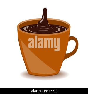 Mug of hot molten chocolate drink isolated on white background. Vector icon Stock Vector