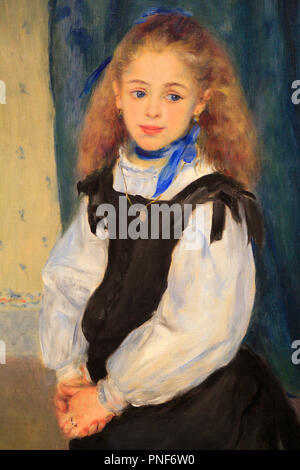 Portrait of of eight year old Mademoiselle Adelphine Legrand,  by Pierre Auguste Renoir, 1875, French impressionist oil painting. Stock Photo