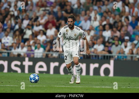 Madrid, Spain. 19th Sep, 2018. Isco (Real) Football/Soccer : UEFA Champions League Mtchday 1 Group G match between Real Madrid CF 3-0 AS Roma at the Santiago Bernabeu Stadium in Madrid, Spain . Credit: Mutsu Kawamori/AFLO/Alamy Live News Stock Photo