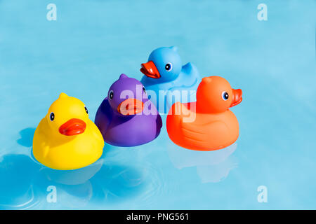 Fishing Rubber Ducks in Pool Amusement Park Kids Game Top View Stock Photo  - Alamy