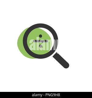 Magnifying glass divide icon on white background. Vector illustration Stock Vector