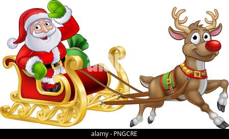 Santa Sleigh Christmas Cartoon Stock Vector