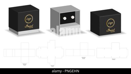 Rigid Sleeve box die cut mock up template vector Stock Vector