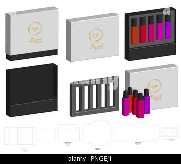 Rigid Sleeve box die cut mock up template vector Stock Vector