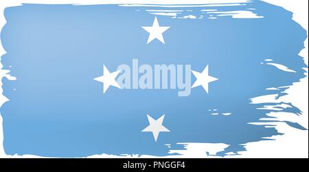 Micronesia brush stroke flag vector background. Hand drawn grunge style ...