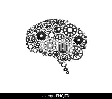 Brain build out of cogs Innovation with ideas and concepts Stock Photo