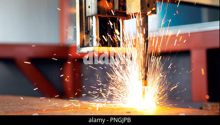 High precision CNC gas cutting metal sheet Stock Photo