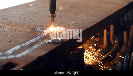 High precision CNC gas cutting metal sheet Stock Photo