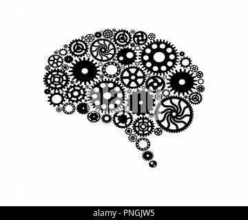 Brain build out of cogs Innovation with ideas and concepts Stock Photo