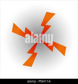 our arrows in the orange-red gradient converge in the center Stock Vector