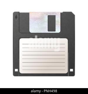 Realistic detailed floppy-disk, retro object on white Stock Vector