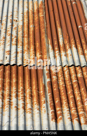Vertical high angle shot of a rusty old rooftop, Auvergne, France Stock Photo