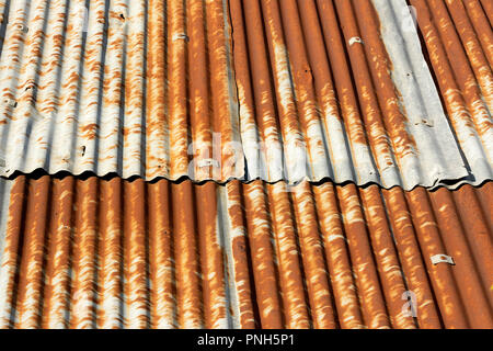 Vertical high angle shot of a rusty old rooftop, Auvergne, France Stock Photo