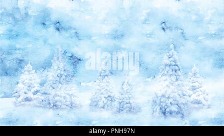 Watercolor Winter landscape Stock Vector