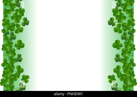 Saint Patricks Day vector background, frame border with cute shamrock leaves, greeting card Stock Vector