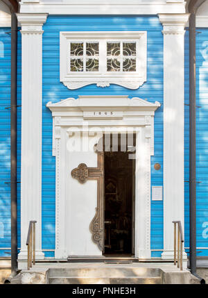 Big cross on the russian church door in Druskininkai, Lithuania Stock Photo