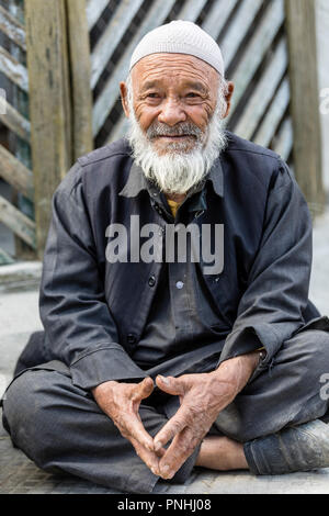 An old Balti man in the Turtuk village of Nubra valley in the Ladakh region of India Stock Photo