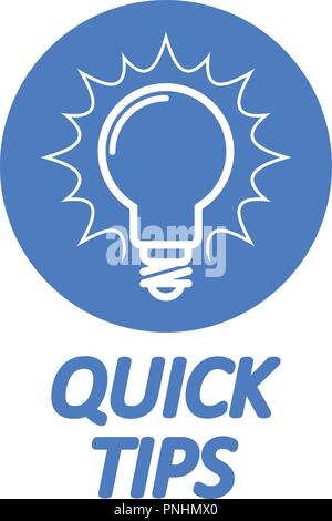 Quick Tips icon - light bulb as tips and tricks symbol Stock Vector