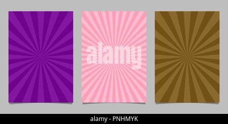Abstract colored ray burst pattern brochure background set Stock Vector