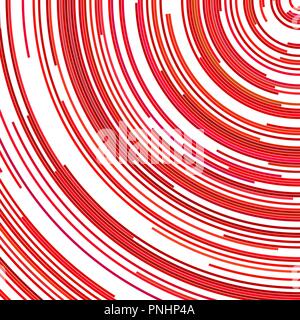 Red psychedelic abstract background from concentric circular stripes Stock Vector