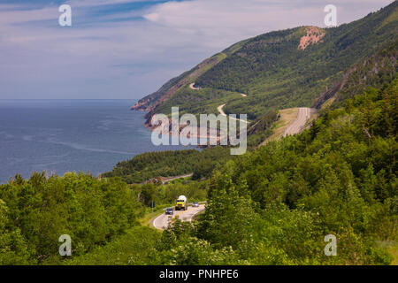 CAPE BRETON, NOVA SCOTIA, CANADA - Cabot Trail scenic highway and coast, Cape Breton Highlands National Park. Stock Photo