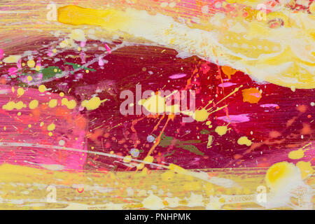 Multicolored paint stains, drips, splashes, mixing. Abstract colorful background. Stock Photo