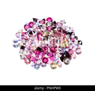 Many of gemstones diamonds, ruby isolated on white. High resolution photo. Stock Photo