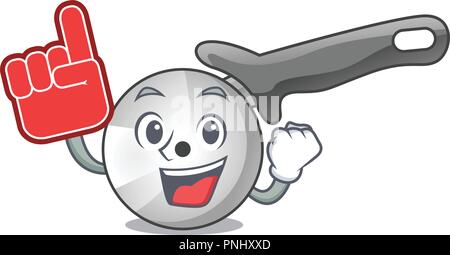 Foam finger pizza cutter knife isolated on mascot Stock Vector