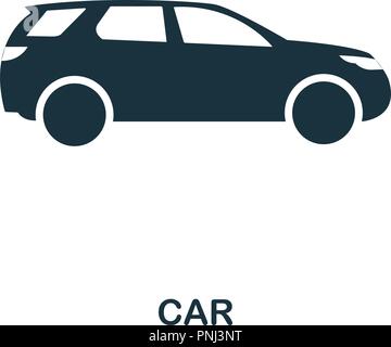 Car icon. Monochrome style design. UI. Pixel perfect simple pictogram car icon. Web design, apps, software, print usage. Stock Vector