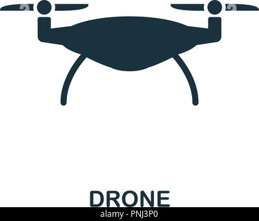 Drone icon. Monochrome style design. UI. Pixel perfect simple pictogram drone icon. Web design, apps, software, print usage. Stock Vector