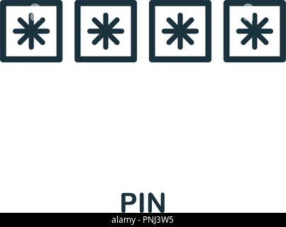 Pin icon. Monochrome style design. UI. Pixel perfect simple pictogram pin icon. Web design, apps, software, print usage. Stock Vector