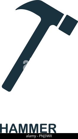 Hammer icon. Monochrome style design. UI. Pixel perfect simple pictogram hammer icon. Web design, apps, software, print usage. Stock Vector