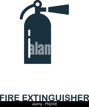 Fire Extinguisher icon. Monochrome style design. UI. Pixel perfect simple pictogram fire extinguisher icon. Web design, apps, software, print usage. Stock Vector