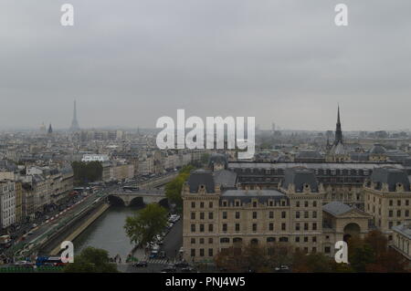 View on Paris from tower of Notre Dame Cthedral Stock Photo