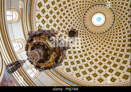 Basilica of the Assumption of Our Lady commonly known as the Rotunda of Mosta or Mosta Dome in Mosta on the Mediterranean island of Malta. Stock Photo