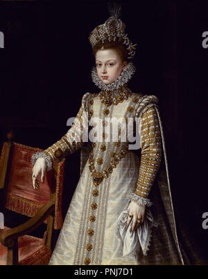'The Infanta Isabel Clara Eugenia', 1579, Oil on canvas, 116 x 102 cm, P01137. Author: Sanchez Coello, Alonso. Location: MUSEO DEL PRADO-PINTURA. MADRID. SPAIN. Stock Photo