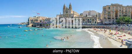 Saint Julian's bay on the Mediterranean island of Malta. Stock Photo