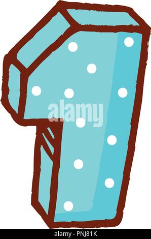 decorative one number font dotted vector illustration Stock Vector