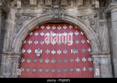 Ecuador.Quito.Historical center.Church of San Agustin ( XVI century). Door. Stock Photo