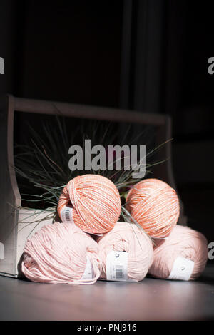 Woolen image. Soft photography. Very attractive photography for a subject on the knitting Stock Photo