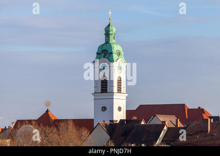 Clock tower from the Saint Heinrich parish church in Fuerth / Germany Stock Photo