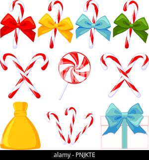9 colorful cartoon christmas elements set Stock Vector