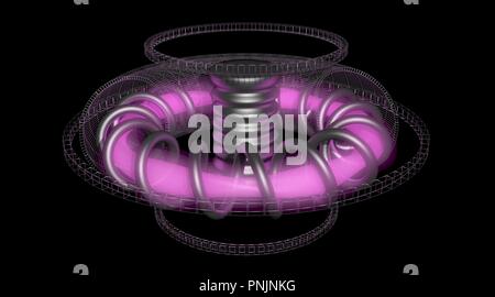 Fusion Reactor tokamak style. 3d render art concept. Outer shell ...